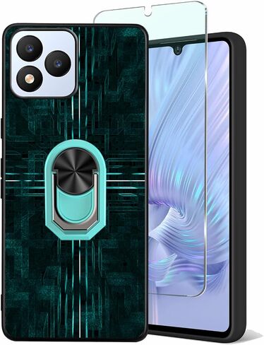دوامة Cellular J24 Case TPU ، [1 حزمة] واقي شاشة زجاجي 9H و 360 درجة قابلة للتدوير قابلة للوقوف في دوامة J24 غطاء الهاتف لرجال الأعمال [مطبوعات الخط الهندسي الحديث] [حامل السيارة المغناطيسية] in Saudi Arabia
