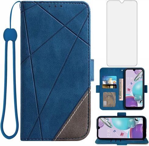 متوافق مع LG Aristo 5/K31/Fortune 3/Phoenix 5/K8x/Tribute Monarch/Risio 4 Wallet Case Glass Glass Screen Protector Cases for LGK31 REBEL K 31 3K ARISTO5 PLUS ASTRO 5+ RISIO4 2020 Blue Blue in Kuwait