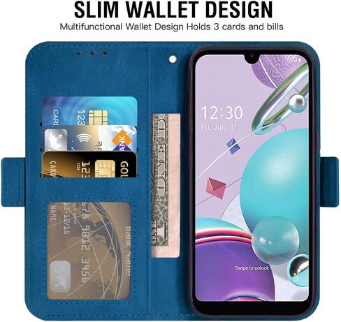 متوافق مع LG Aristo 5/K31/Fortune 3/Phoenix 5/K8x/Tribute Monarch/Risio 4 Wallet Case Glass Glass Screen Protector Cases for LGK31 REBEL K 31 3K ARISTO5 PLUS ASTRO 5+ RISIO4 2020 Blue Blue in Kuwait
