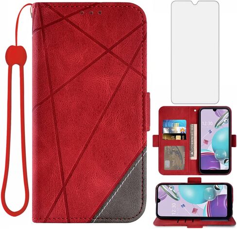 Compatible with LG Aristo 5/K31/Fortune 3/Phoenix 5/K8x/Tribute Monarch/Risio 4 Wallet Case Tempered Glass Screen Protector Phone Cases for LGK31 Rebel K 31 31K Aristo5 Plus Astro 5+ Risio4 2020 Blue in Saudi Arabia