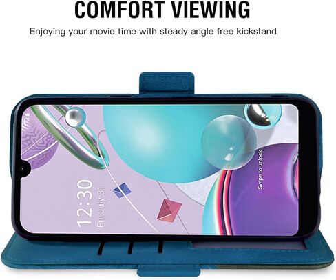 متوافق مع LG Aristo 5/K31/Fortune 3/Phoenix 5/K8x/Tribute Monarch/Risio 4 Wallet Case Glass Glass Screen Protector Cases for LGK31 REBEL K 31 3K ARISTO5 PLUS ASTRO 5+ RISIO4 2020 Blue Blue in Kuwait