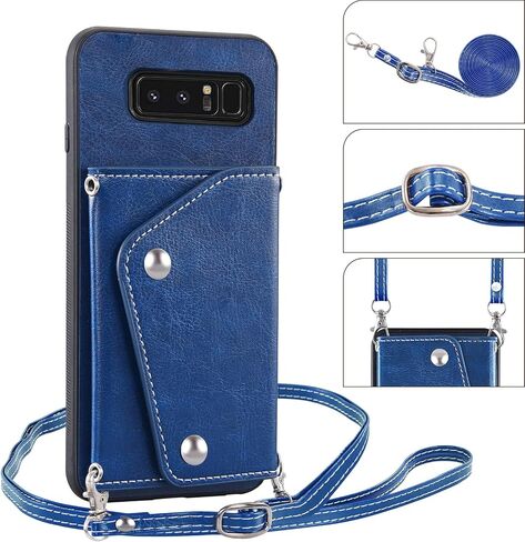 ASUWISH PHONE CASE لـ SAMSUNG GALAXY NOTE 8 Wallet Wallet مع واقي شاشة زجاجي مقسى وحامل بطاقة الائتمان Crossbody Stand Cell Excensions Note8 Not S8 Gaxaly Women in Kuwait