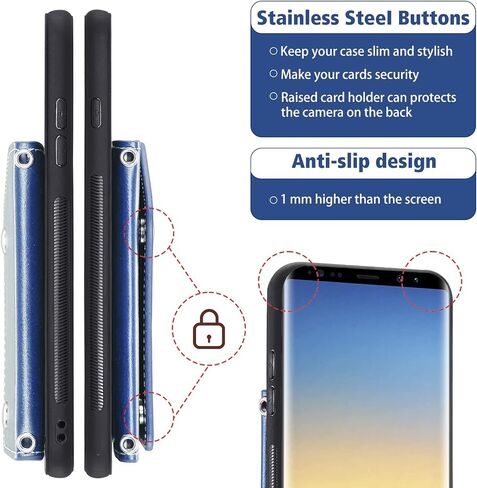 ASUWISH PHONE CASE لـ SAMSUNG GALAXY NOTE 8 Wallet Wallet مع واقي شاشة زجاجي مقسى وحامل بطاقة الائتمان Crossbody Stand Cell Excensions Note8 Not S8 Gaxaly Women in Kuwait