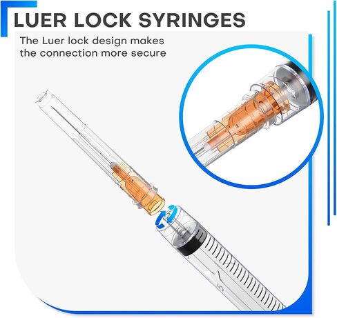 100 Pack 23 Gauge 1 Inch Needle With Syringe, 3ml Luer Lock Syringes with Needle, Individually Packaged in Saudi Arabia