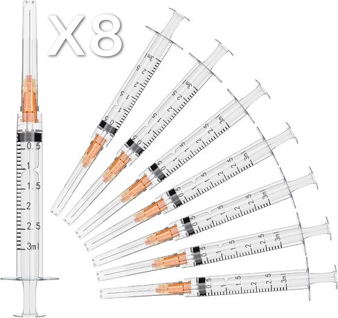 100 Pack 23 Gauge 1 Inch Needle With Syringe, 3ml Luer Lock Syringes with Needle, Individually Packaged in Saudi Arabia