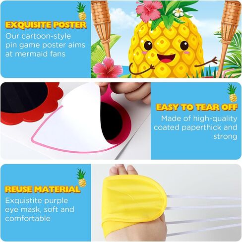 Faccito Hawaiian Theme Party Game دبوس جوز الهند على شجرة النخيل هاواي الاستوائية دبوس لعبة هاواي لواو لوازم الحفلات مع 24 قطعة من ملصقات جوز الهند لشاطئ هاواي الصيفي وعيد ميلاد تيكي بول in Kuwait