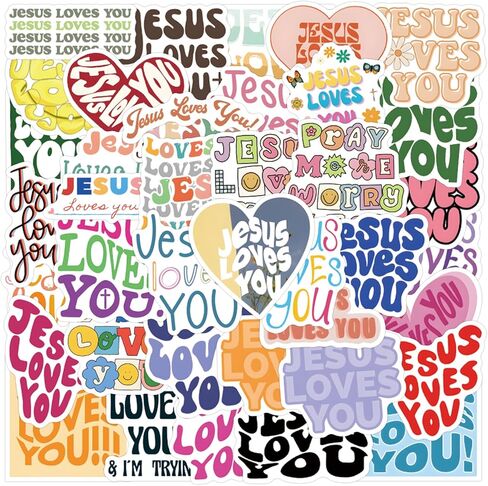 54PCS Jesus Loves You Stickers Inspirational Christian Stickers for Adults Teens Religious Sticker for Water Bottle Laptop Cards Party Supply Sunday Church Christian Easter Gifts in Kuwait
