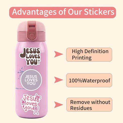54PCS Jesus Loves You Stickers Inspirational Christian Stickers for Adults Teens Religious Sticker for Water Bottle Laptop Cards Party Supply Sunday Church Christian Easter Gifts in Kuwait