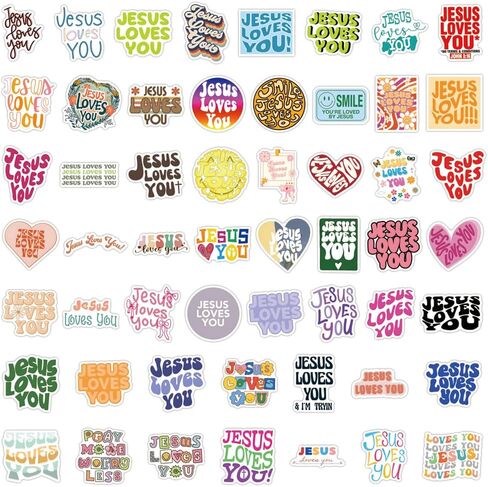 54PCS Jesus Loves You Stickers Inspirational Christian Stickers for Adults Teens Religious Sticker for Water Bottle Laptop Cards Party Supply Sunday Church Christian Easter Gifts in Kuwait