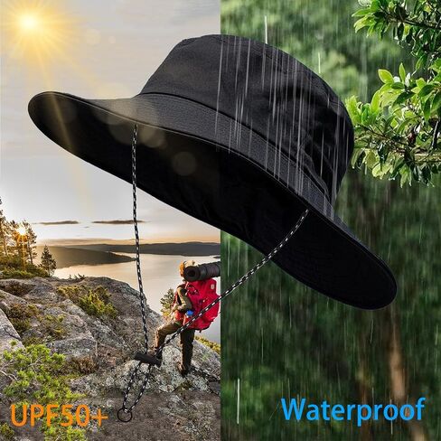 Waterproof Bucket Rain Hat with Chin Strap Quick Dry Outdoor Bucket Hats for UV Protection Boonie Sun Hat Men Women in Kuwait