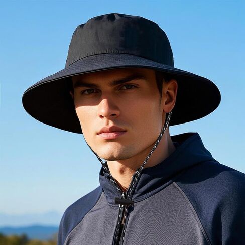 Waterproof Bucket Rain Hat with Chin Strap Quick Dry Outdoor Bucket Hats for UV Protection Boonie Sun Hat Men Women in Kuwait