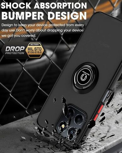 QUIETIP Case Compatible with ZTE Blade A35 & Blade A55 with Screen Protector,TPU + Hard PC Magnetic Ring Car Mount Stand Cover,Red in Kuwait