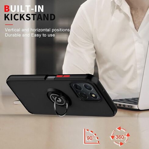 QUIETIP Case Compatible with ZTE Blade A35 & Blade A55 with Screen Protector,TPU + Hard PC Magnetic Ring Car Mount Stand Cover,Red in Kuwait