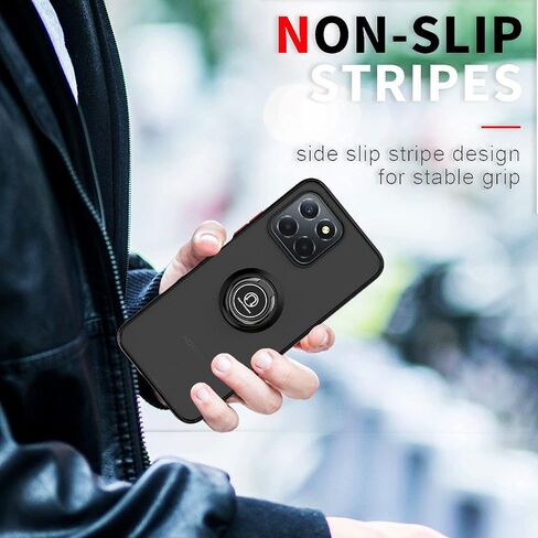 QUIETIP Case Compatible with ZTE Blade A35 & Blade A55 with Screen Protector,TPU + Hard PC Magnetic Ring Car Mount Stand Cover,Red in Kuwait