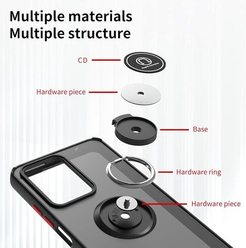 caseip case متوافق مع Motorola Moto G24 & Moto G04 مع واقي الشاشة ، TPU + Hard PC Srockproof Ring Care Cover ، Blue in Kuwait