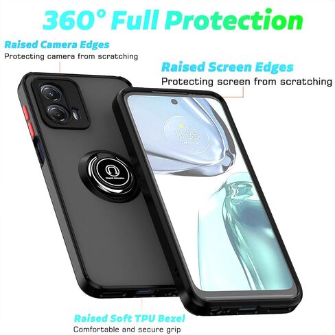 caseip case متوافق مع Motorola Moto G24 & Moto G04 مع واقي الشاشة ، TPU + Hard PC Srockproof Ring Care Cover ، Blue in Kuwait