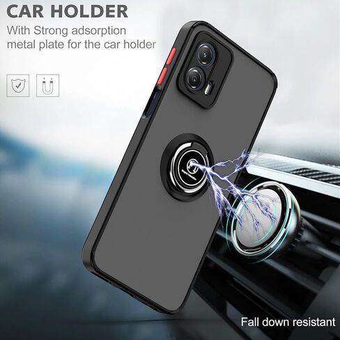 caseip case متوافق مع Motorola Moto G24 & Moto G04 مع واقي الشاشة ، TPU + Hard PC Srockproof Ring Care Cover ، Blue in Kuwait