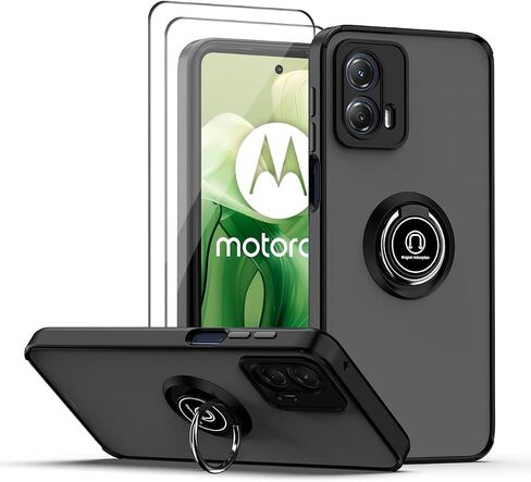 caseip case متوافق مع Motorola Moto G24 & Moto G04 مع واقي الشاشة ، TPU + Hard PC Srockproof Ring Care Cover ، Blue in Kuwait