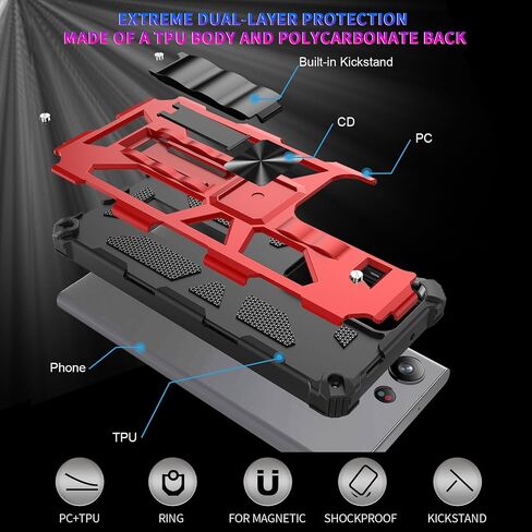 Ailiber for Samsung Galaxy S25 Ultra Case with Kickstand, Galaxy S25 Ultra 5G Case with Screen Protector, for Magnetic Car Mount, Heavy Duty, Shockproof Protective Rugged Cover-Purple Blue in Saudi Arabia