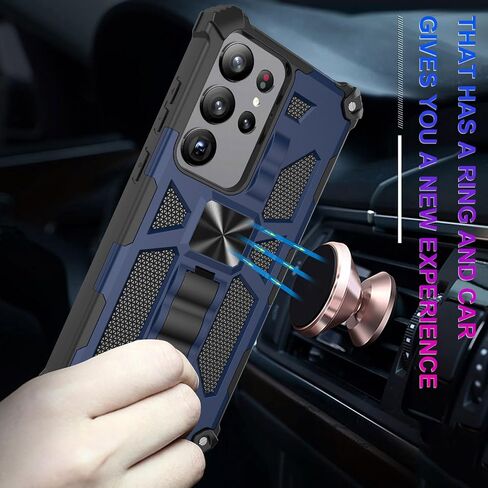 Ailiber for Samsung Galaxy S25 Ultra Case with Kickstand, Galaxy S25 Ultra 5G Case with Screen Protector, for Magnetic Car Mount, Heavy Duty, Shockproof Protective Rugged Cover-Purple Blue in Saudi Arabia