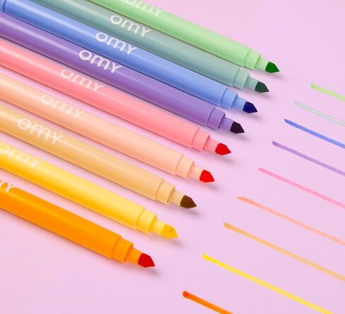 أقلام تحديد لباد مزدوجة الأطراف من Omy Signature Neon، ألوان نابضة بالحياة، طرف مزدوج سميك وواحد رفيع، نيون (صندوق من 9) in Saudi Arabia