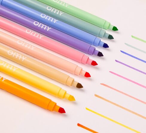 أقلام تحديد لباد مزدوجة الأطراف من Omy Signature Neon، ألوان نابضة بالحياة، طرف مزدوج سميك وواحد رفيع، نيون (صندوق من 9) in Saudi Arabia