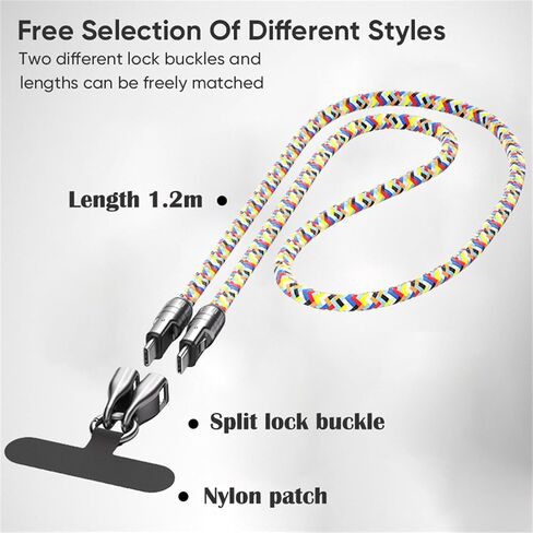 2 in 1 USB-C Phone Lanyard Cable, 240W Fast Charging & Data Transfer Strap, Crossbody Type-C Cord for Samsung Galaxy S25 S24 S23, Xiaomi, iPhone 16 15 Series and Other USB-C Devices–Colorful in Saudi Arabia
