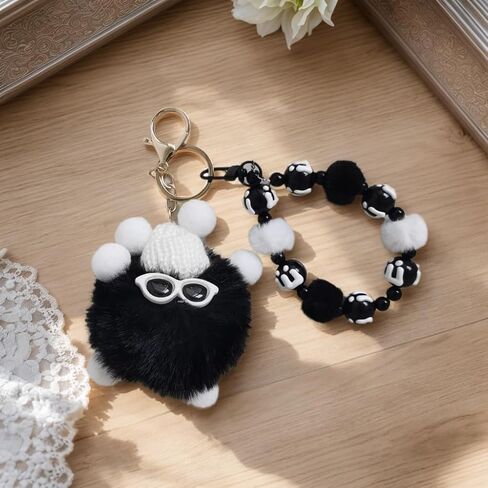 لطيف الهاتف حبل الحبل الحبل Tab و Scling Pompom مفتاح سلسلة مفاتيح الخرز سحر حقيبة مفاتيح BACKEAN للنساء in Kuwait