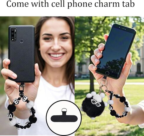 لطيف الهاتف حبل الحبل الحبل Tab و Scling Pompom مفتاح سلسلة مفاتيح الخرز سحر حقيبة مفاتيح BACKEAN للنساء in Kuwait