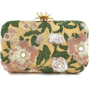 Womens Handmade Embroidery Beaded Evening Clutch Bag Vintage Pearls Handbag Purse for Wedding Prom Cocktail Party