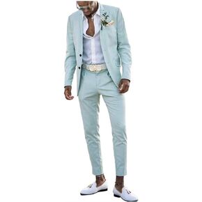 Men's Slim Fit Mint Green Summer Wedding Suits 2 PC Two Buttons Prom Suits Men Suits Dinner Suits