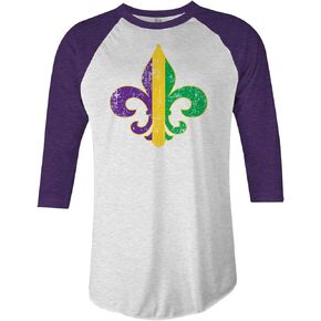 Threadrock Mardi Gras Fleur De Lis Unisex Raglan T-Shirt