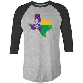 Threadrock Mardi Gras Fleur De Lis Unisex Raglan T-Shirt