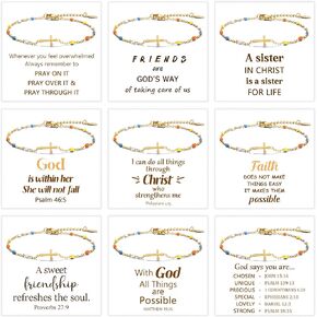 BOMAIL 9Pcs Cross Bracelet for Women, Christian Bracelets for Women, Confirmation Gifts for Girls, Religious Cross Bracelets Gifts for Sister Friend, Religious Christian Jewelry for Women