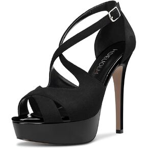 HDEUOLM Women Stiletto High Platform Heel Peep Open Toe Sandals Ankle Strap Wedding Dress 4.7 Inches Heels
