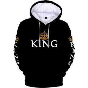 YIQAUMA King Queen Hoodies Matching Couples Sweatshirts His & Her Pullover Sweaters