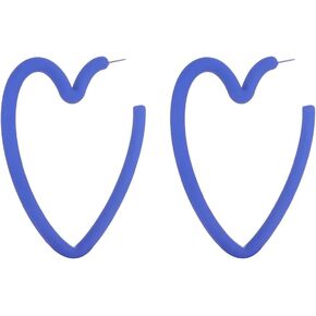 Kercisbeauty Cute Heart Pendant Hoop Earrings Lightweight Neon Colored Retro Earrings for Women Girls Sterling Silver Piercing Jewelry