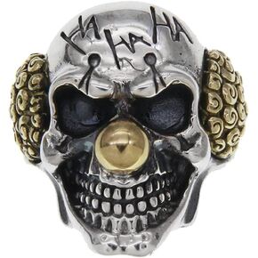 Joker Ring, Gothic Skull Head Ring for Men, Clown Ring Norse Viking Skull Ring Halloween Skull Jewelry, Demon Skull Ring Hip Hop Skeleton Band Ring Punk Rock Skull Ring for Boys