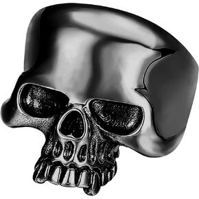 HJ HUAJ Stainless Steel Cool Skull Rings Gothic Death Skull Skeleton Cocktail Party Biker Statement Retro Vintage Ring