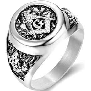 Jude Jewelers Stainless Steel Silver Gold Two Tone Masonic Freemason Signet Ring