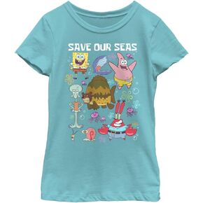 Nickelodeon Spongebob Squarepants Save The Sea Life Girls Short Sleeve Tee Shirt