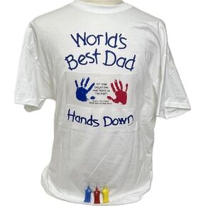 HandiPrints World's Best Dad T-Shirt with Paint - Hand Prints for Family (X-Large, White)