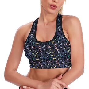 Printed Crop Tops for Women Low Impact Exercise Comfortable Yoga Bras Racerback Sports Bras Tank Tops