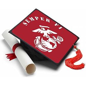 أغطية الشرابة العالية بتصميم مشاة البحرية - قبعات التخرج لمشاة المستقبل - Semper Fi - قبعات التخرج مزينة in Kuwait