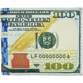 Tems Men's Handcrafted Faux Leather Flip ID Bifold Wallet New Hundred Dollar Bill