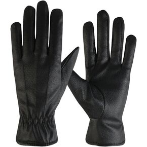 LJCZKA Winter PU Leather Touchscreen Gloves for Men Women Black Driving Cycling Warm Thermal Motorcycle Texting Gloves