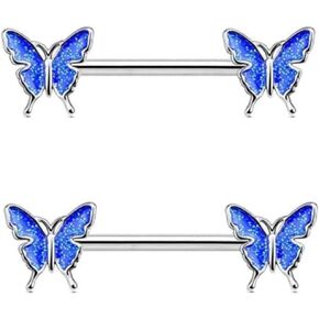 2022 Charm Butterfly Nipple Barbell 14g Colorful Charming Nipple Piercing Animals Jewelry Nipple Ring Bar Body Piercing Jewelry for Women Girls