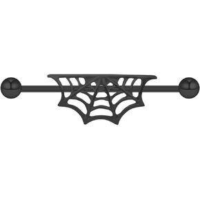 Godtemrow 14G Stainless Steel Industrial Barbell Earrings Long Bar Spider Web Clown Industrial Piercing Jewelry for Women Mens Cartilage Body Retainer