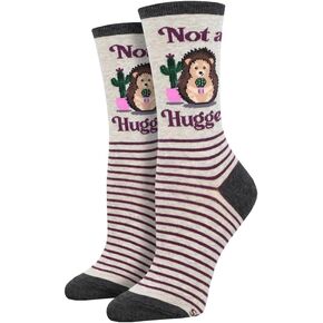 Women's Not A Hugger Crew Socks, Gray Heather