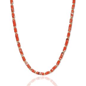 Frigotine Natural Stone Beaded Long Choker Necklaces for Women Teen Girls – Dainty Boho Handmade Energy Turquoise Malachite Crystal Gemstone Gold Bead Statement Chain Beach Accessories Prom Jewelry Gifts